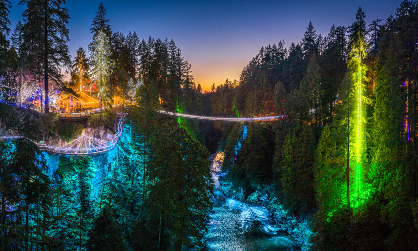 Canyon Lights at sunset at capilano suspension bridge park