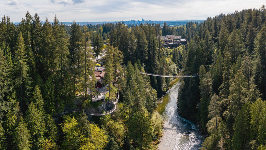 aerial view of capilano suspension bridge park